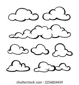 doodle set of clouds, vector illustration.