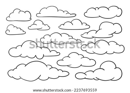 doodle set of clouds, vector illustration.