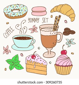 Doodle set - coffee, bakery