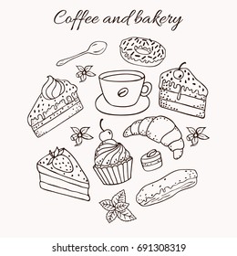 Doodle set - coffee, bakery