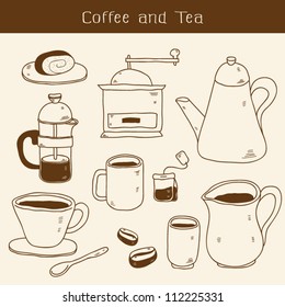 doodle set - coffee and tea design elements