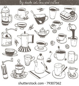 doodle set - coffee and tea design elements
