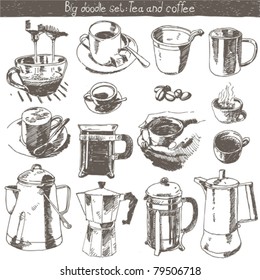 doodle set - coffee and tea design elements