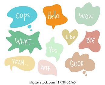 doodle Set of comic speech bubbles with words. vector illustration