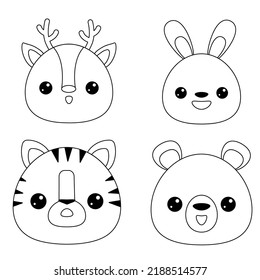 Doodle Set Contour Drawings Animals Decorative Stock Vector (Royalty ...