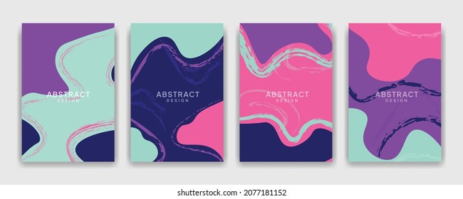 Doodle Set Cover Page Background Pattern. High Light Sosial Media Story, Abstract Trendy Contemporary Design