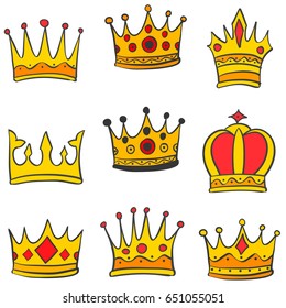 Doodle set crown elegant style