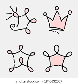 Dibujo de línea de la corona, ilustración vectorial.