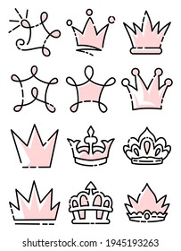 Dibujo de línea de la corona, ilustración vectorial.