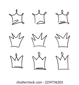 Dibujo de línea de la corona, ilustración vectorial.