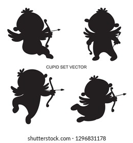 doodle set cupid cartoon vector, illustration, happy valentine's day