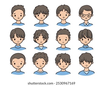 Doodle conjunto de personajes de niño lindo