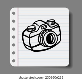 Doodle set of cute  camera white background.