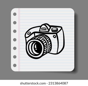 Doodle set of cute  camera white background.