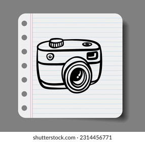 Doodle set of cute  camera white background.