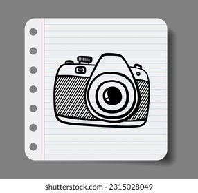 Doodle set of cute  camera white background.