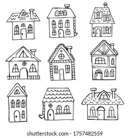 Doodle Set Different Houses Background Stock Vector (Royalty Free ...