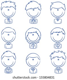 Doodle set with different male avatar