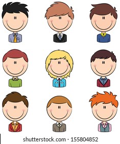 Doodle set with different male avatar