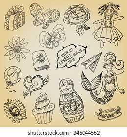 doodle set with different objects