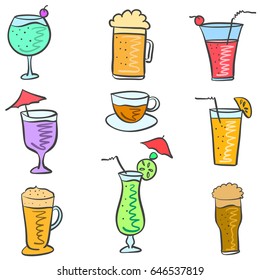 Doodle set drink colorful various
