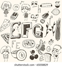 doodle set - E, F, G, H