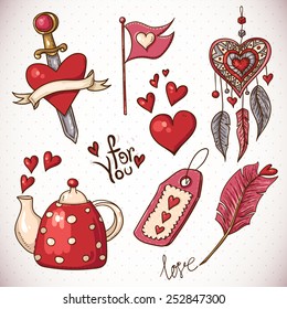 Doodle set elements Valentine's