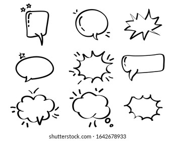 doodle Set of empty comic speech bubbles. vector illustration