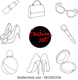 Doodle set of fashion elements