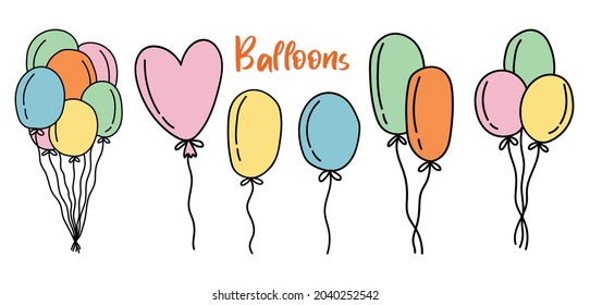 Juego de doodles con globos festivos