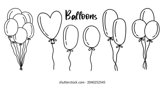 Juego de doodles con globos festivos