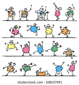 doodle set of funny sheep