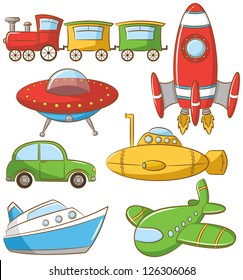 Doodle set with ground, water and air vehicle