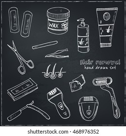 Doodle Set of  hair removal tools  Vector illustration