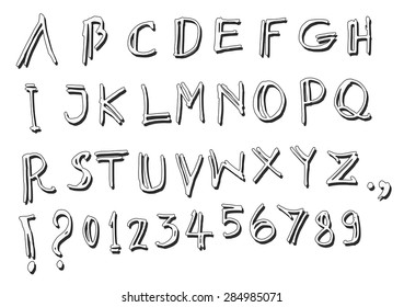 Doodle set hand drawn alphabet