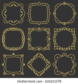 Doodle set hand drawn element for frames, logo, yoga, ethnic design. Set No. 20 of 9 items. Vector illustration.