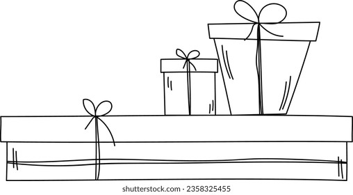 Conjunto de dibujos a mano de la caja de regalo 
