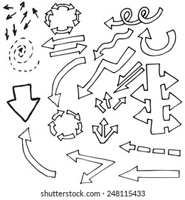 doodle set hand painted arrows - vector illustration