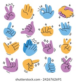 Doodle set hand sign collection illustration