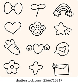 Doodle set of hand-drawn cartoony expression sign doodle