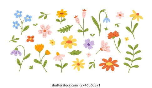 Doodle set of hand-drawn flowers