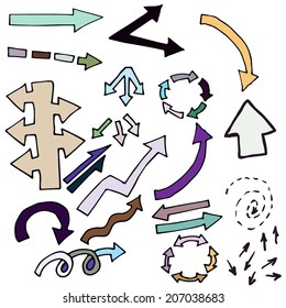 doodle set handpainted arrows - vector illustration