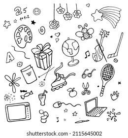 doodle set hobby items freehand drawing