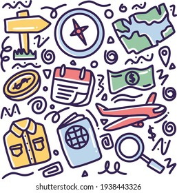 conjunto de días festivos dibujo manual con iconos y elementos de diseño