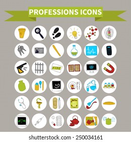 Doodle set icons profession (36 items) color