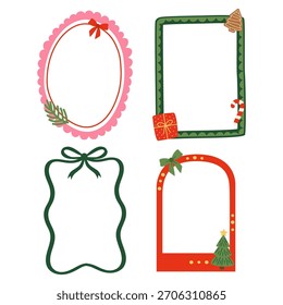 Doodle set of  isolated decorative Christmas frames design