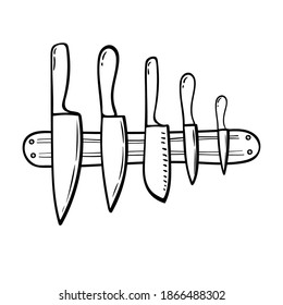 doodle Set of Kitchen Knife Vector Illustration Hand Drawn Cartoon Art