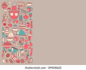 Doodle set of kitchenware items
