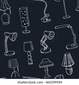 Doodle Set of  lamps  Vector illustration
