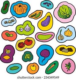 doodle set of line drawing vegetables,hand drawn design elements